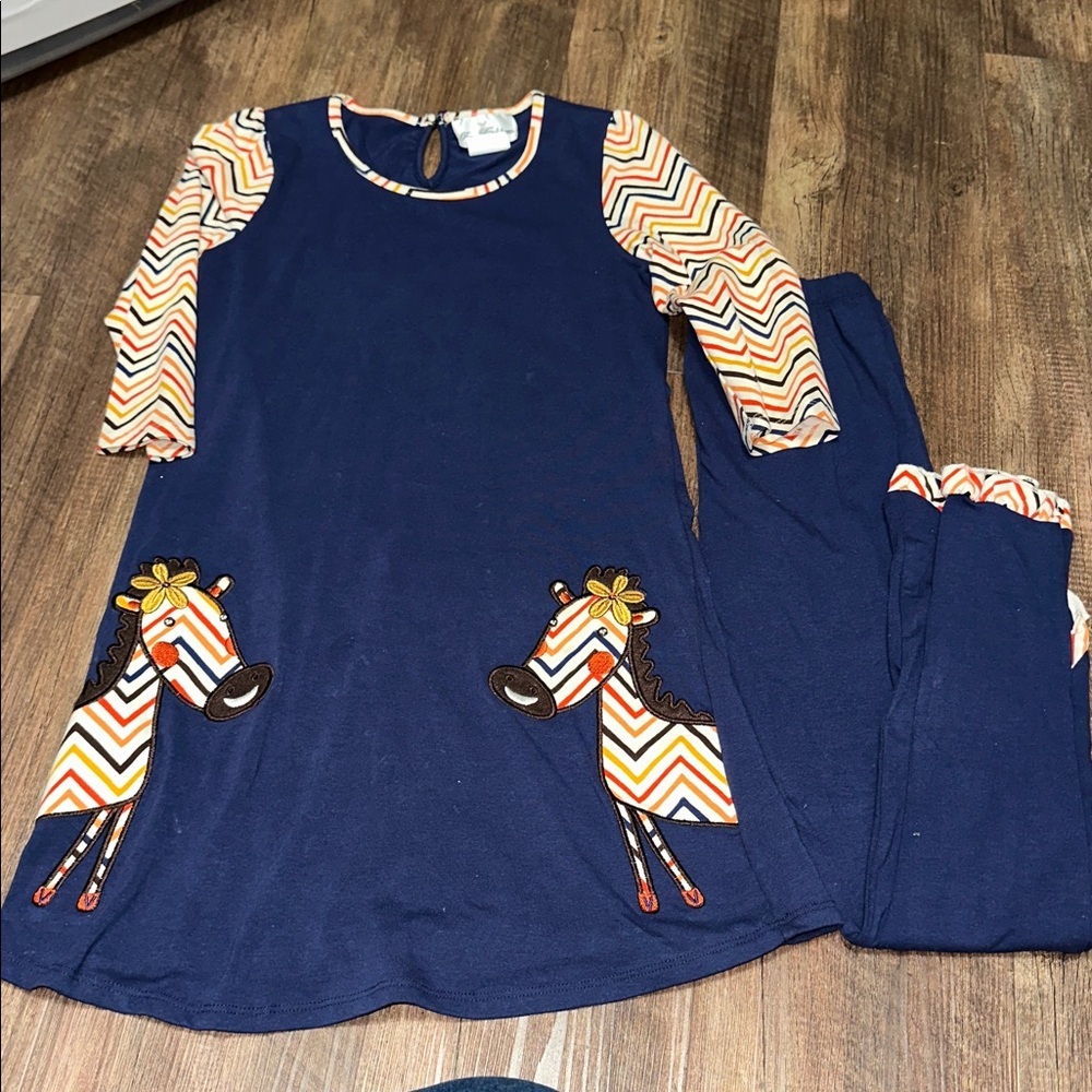 Girls Rare Editions Zebra Dress with Leggings size 10